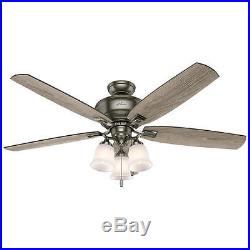 58 Antique Pewter 3 Light Ceiling Fan with Light Kit Reversible Blades