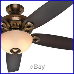 60 Casual Hunter Ceiling Fan, Bronze Patina Light Kit with Tea Stained Glass