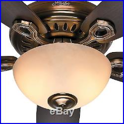 60 Casual Hunter Ceiling Fan, Bronze Patina Light Kit with Tea Stained Glass