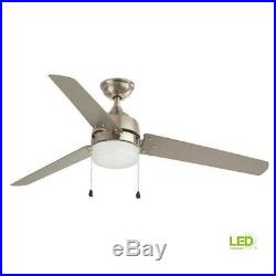 60 Ceiling Fan with Light Kit Integrated LED Indoor Outdoor Brushed Nickel New