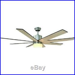 60 Inch Ceiling Fan LED Light Kit Remote Control 9 Speed Indoor Brushed Nickel