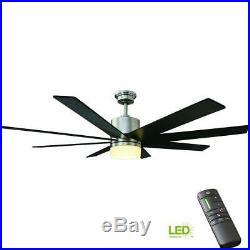 60 Inch Ceiling Fan LED Light Kit Remote Control 9 Speed Indoor Brushed Nickel