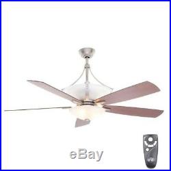 60 Inch Indoor Brushed Nickel Ceiling Fan With Alabaster Housing & Light Kit