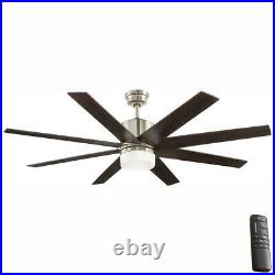 60'' Indoor Zolman Pike LED DC Nickel Ceiling Fan withKit & RC Home Decorators Col