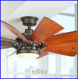 60 in. 12 Blades LED 9 Speed Indoor Ceiling Fan Light Kit Remote Espresso Bronze
