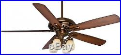 60-in Bronze Patina Downrod/Close Mount Indoor Ceiling Fan Light Kit Remote New