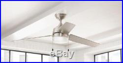 60 in. Brushed Nickel Ceiling Fan Indoor Outdoor Silver Blades Glass Light Kit