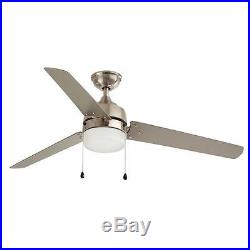60 in. Indoor/Outdoor Brushed Nickel Ceiling Fan With Bulbs Light Kit Included