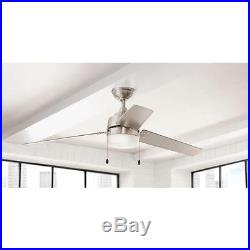 60 in. Indoor/Outdoor Brushed Nickel Ceiling Fan With Bulbs Light Kit Included