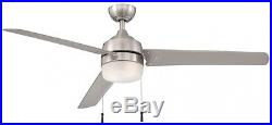 60 in. Indoor Outdoor Ceiling Fan with Light Kit Reversible Motor Brushed Nickel