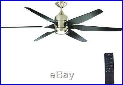 60 in. LED Indoor Brushed Nickel Ceiling Fan with Light Kit Remote Control Large
