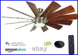 60 in. Smart Ceiling Fan with LED Light Kit, Amazon and Google Compatible, Nickel