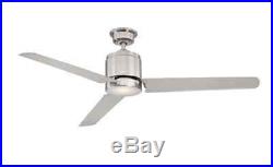 60 inch 3-Silver Blades Brushed Nickel Ceiling Fan LED Light Kit Remote Conrol