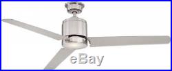 60 inch 3-Silver Blades Brushed Nickel Ceiling Fan LED Light Kit Remote Control