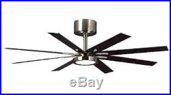 60-inch Brushed Steel Indoor Ceiling Fan LED Light Kit 8-Blade Remote Control