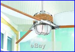 68 in 5-Canvas Blades Outdoor Brushed Nickel Ceiling Fan Frosted Glass Light Kit