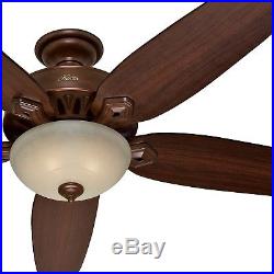 70 Hunter Ceiling Fan in Northern Sienna with Tea Stain Glass Bowl Light Kit