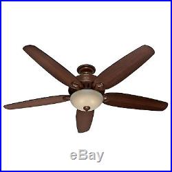 70 Hunter Ceiling Fan in Northern Sienna with Tea Stain Glass Bowl Light Kit