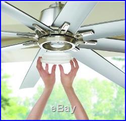 72 Ceiling Fan LED Light Kit Silver Metal Blades Brushed Nickel Remote Control