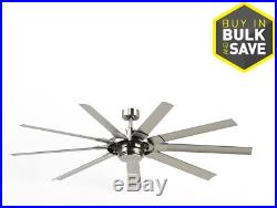 72-in Brushed Nickel Modern Large Outdoor Ceiling Fan with Light Kit And Remote