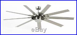 72-in Brushed Nickel Modern Large Outdoor Ceiling Fan with Light Kit And Remote