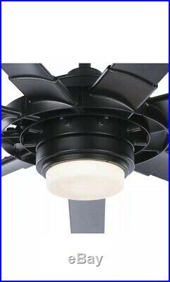 72 in Downrod Ceiling Fan LED Light Kit with Remote Control Indoor/Outdoor Black