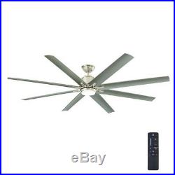 72 in. In/Outdoor Brushed Nickel Ceiling Fan with LED Light Kit Remote Control