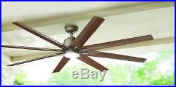 72-inch LED Indoor Outdoor Espresso Bronze Downrod Ceiling Fan with Dome Light Kit