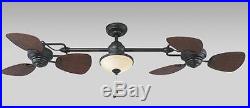 74 Rubbed Bronze Downrod Mount In/Outdoor Ceiling Fan Light w Light Kit 6 Blade
