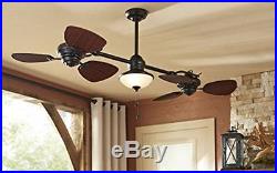 74 Rubbed Bronze Downrod Mount In/Outdoor Ceiling Fan Light w Light Kit 6 Blade