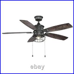 Aldenshire 52 In. LED Indoor/Outdoor Natural Iron Ceiling Fan with Light Kit