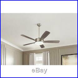 Anselm 54 in. Integrated LED Indoor Brushed Nickel Ceiling Fan with Light Kit