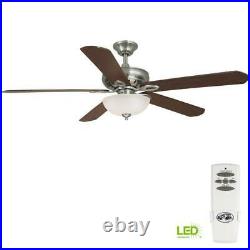 Asbury 60'' LED Indoor Nickel Ceiling Fan with Light Kit 6 Remote Hampton Bay