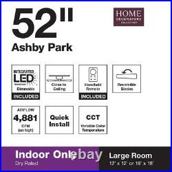 Ashby Park 52'' White Col Chang LED Nic Ceiling Fan with Kit &RC Home Decorators C