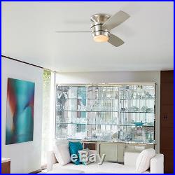 Bedroom 44-in Brushed Nickel Flush Mount Indoor Ceiling Fan w Light Kit n Remote