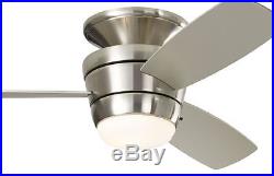 Bedroom 44-in Brushed Nickel Flush Mount Indoor Ceiling Fan w Light Kit n Remote