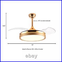 Bella Depot BD4205-G 42LED French Gold Retractable Ceiling Fan Light Kit Remote