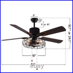 Bella Depot Ceiling Fan 5-Blade+Light Kit Compatible+Timer+Remote Control Black
