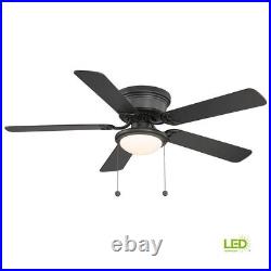 Black Ceiling Fan 52 in. LED Indoor Reversible Blades 3-Speed Flush Mount Quiet