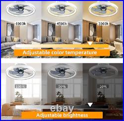 Bladeless Ceiling Fan with Light, 19In White Low Profile Ceiling Fan with Light a