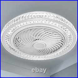 Bladeless Ceiling Fan with Light, 20 Inch Modern Enclosed Chandelier Fan with