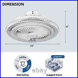 Bladeless Ceiling Fan with Light, 20 Inch Modern Enclosed Chandelier Fan with