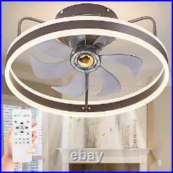 Bladeless Ceiling Fan with Light, 20 Modern Flush Mount Low Profile Ceiling Fan