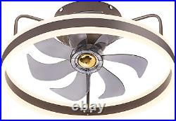Bladeless Ceiling Fan with Light, 20 Modern Flush Mount Low Profile Ceiling Fan