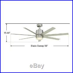 Blitz 56-in Brushed Nickel LED Indoor/Outdoor Ceiling Fan with Light Kit