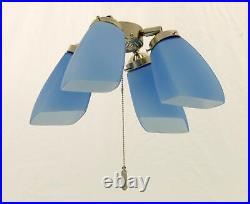 Blue and chrome ceiling fan add on light kit N 330 for Dekon ceiling fans