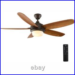 Breezemore 56 In. Led Indoor Mediterranean Bronze Ceiling Fan With Light Kit And
