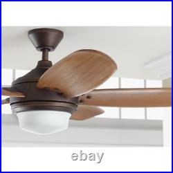 Breezemore 56 In. Led Indoor Mediterranean Bronze Ceiling Fan With Light Kit And