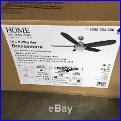 Breezemore 56 in. LED Brushed Nickel 51558 Ceiling Fan Light Kit Remote Control