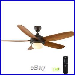 Breezemore 56 in. LED Indoor Mediterranean Bronze Ceiling Fan with Light Kit and